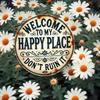 Forged Aluminum Sunflower Mandala Sign Happy Place Wall Art Home Decor
