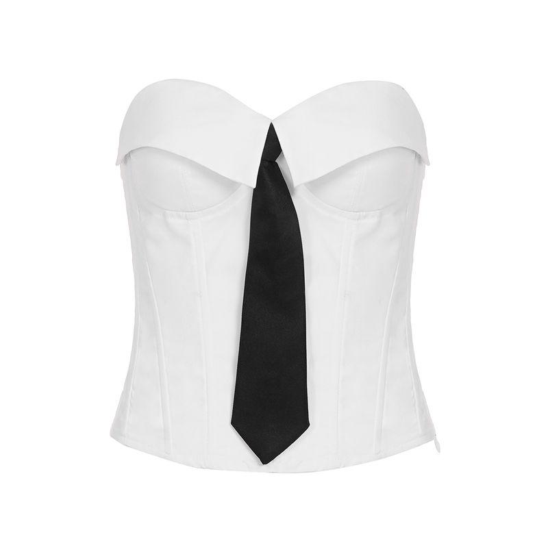 

H Home European and American Women s Clothing Yi Mengling Same Style Sexy Tie Design Corset Fancy Sleeveless Sexy Tube Top