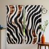 2pcs Tiger Light Filtering Curtains - Semi-Sheer Window Drapes with Rod Pocket   Black & White Animal Print Window Treatments for