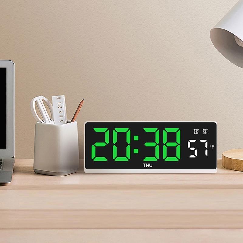 LED Digital Alarm Clock Wall Clock with Timer Date Temperature Display Bed Side Clock for Student,Office,Travel Use