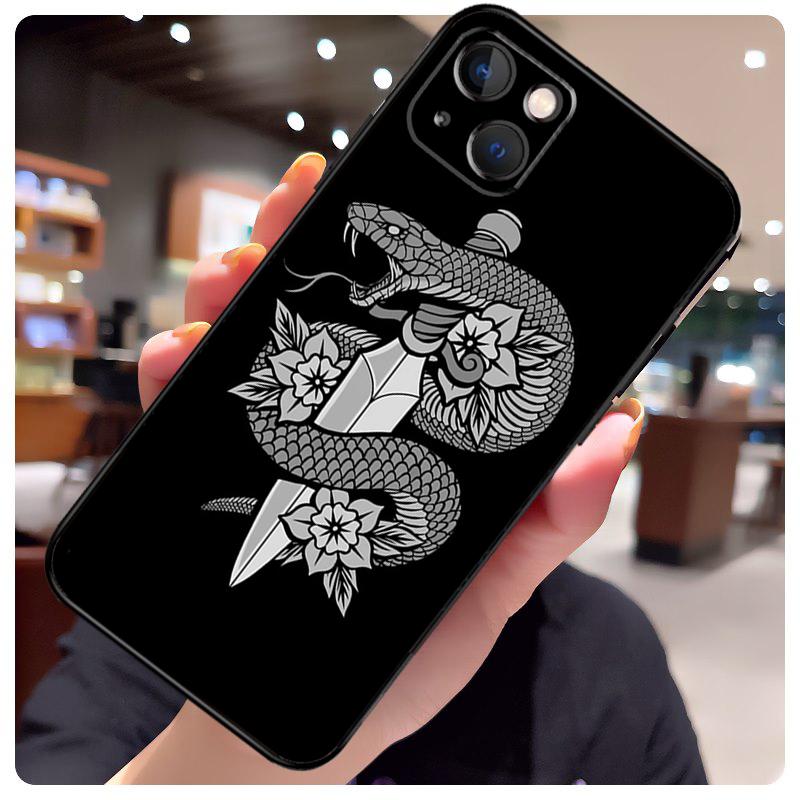 Snake Illustration Art Case For iPhone 17 Pro Max 15 14 13 11 12 16 Pro Max mini 15 16 Plus 16e 17 Air Phone Cover