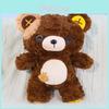 Plush Bear Soft Toy With Button Patches For Kids And Gift Giving