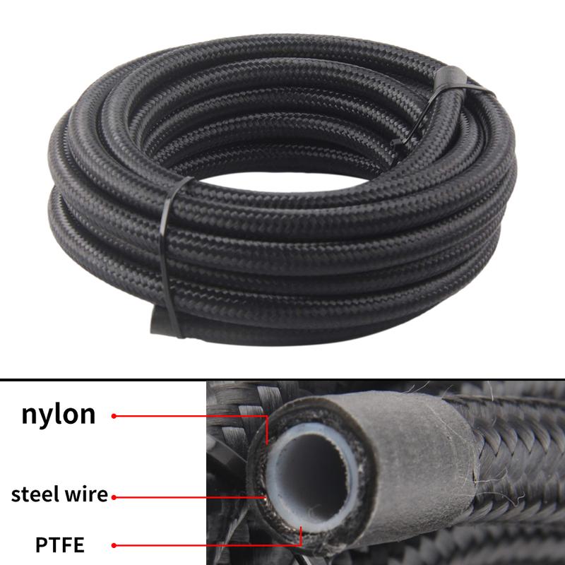 AN6 AN8 AN10 1M 3M Braided PTFE E85 Fuel Hose Oil Gas Cooler Hose Line Pipe Tube Outside 304 Stainless Steel Braided Ide