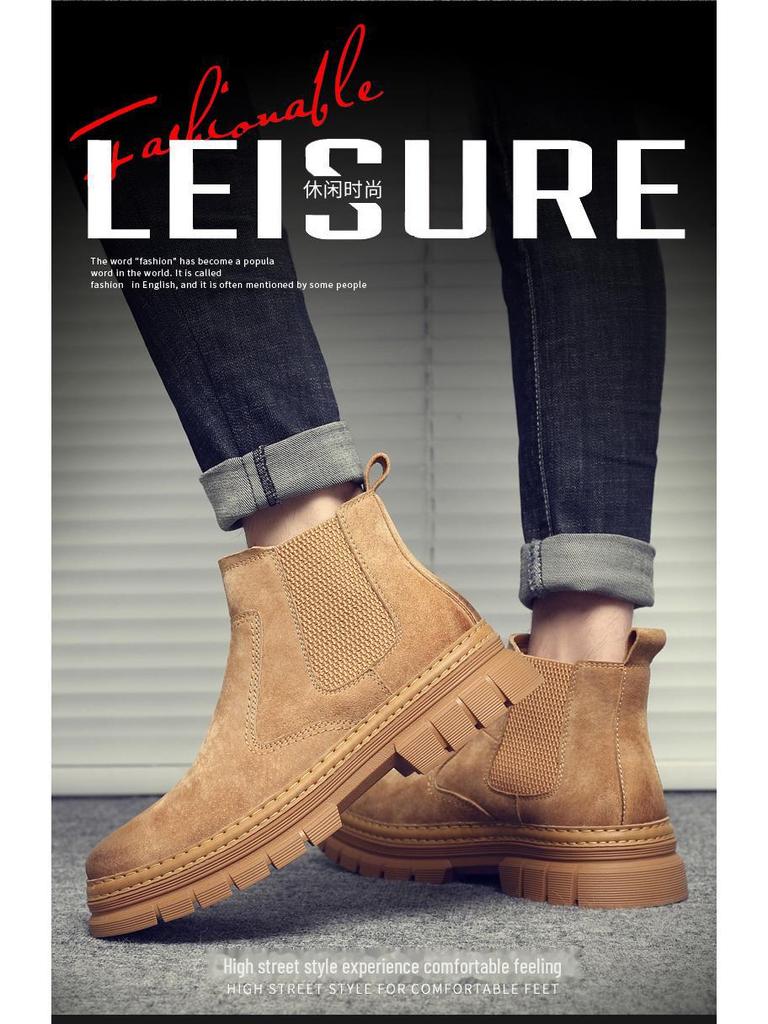 2024 Men's Casual Mid-Cut Martin Boots - British Style High-Top Workwear Fashion