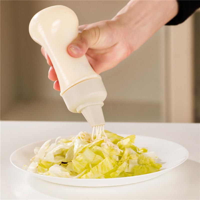 350ml 5 Holes Condiment Squeeze Bottle Kitchen Ketchup Mustard Bottle Clear Mayonnaise Honey Dispenser Sauce Storage Container