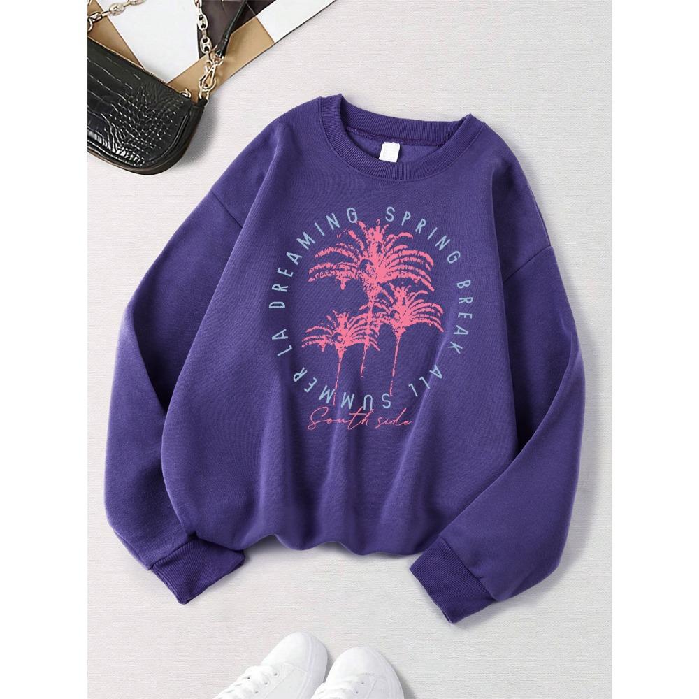 South Side Vacation Prints Sweatshirt Damen Rundhals Basics Hoodie Locker Warm Pullover Herbst und Winter Lässige Damenbekleidung