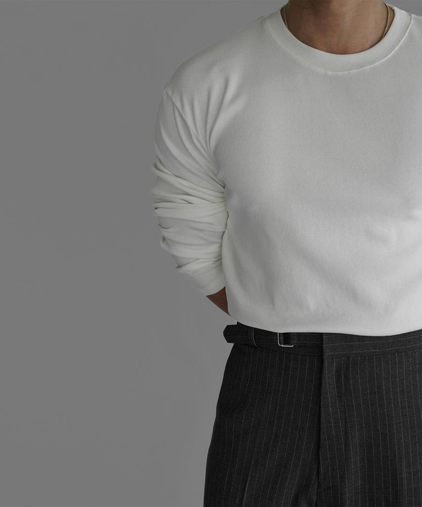Baulopeulodeogteu Fine Ribbed Muscle Long Sleeve Knit Tee [Ivory]