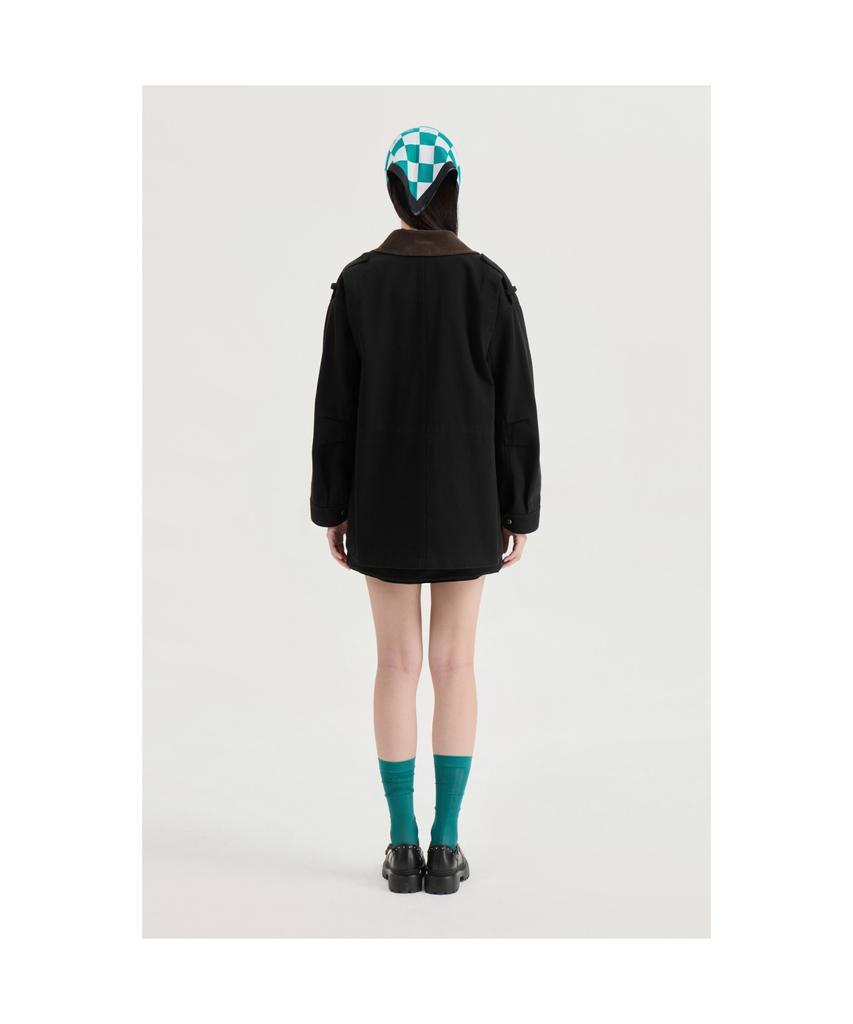 LUCKY CHOUETTE Coloring Point Mini Skirt (Optional Belt) (Dark Black)_Lfkas25220Bkd