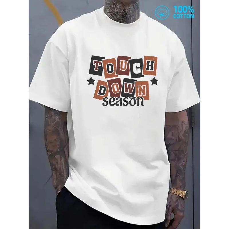 European Size Men's White Tough Season Graphic Tee, Crew Neck Regular Fit Short Sleeve, Comfortable Casual Wear for Office & Daily Outings