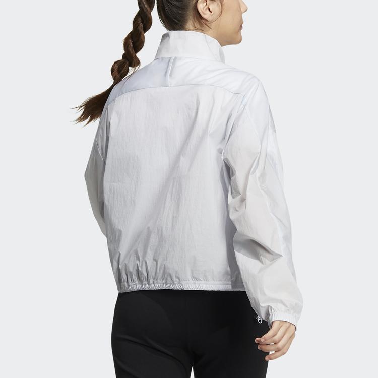 Adidas Sport Stand Collar Zip Long Sleeve Jacket Women Outerwear Light-Grey HA3638