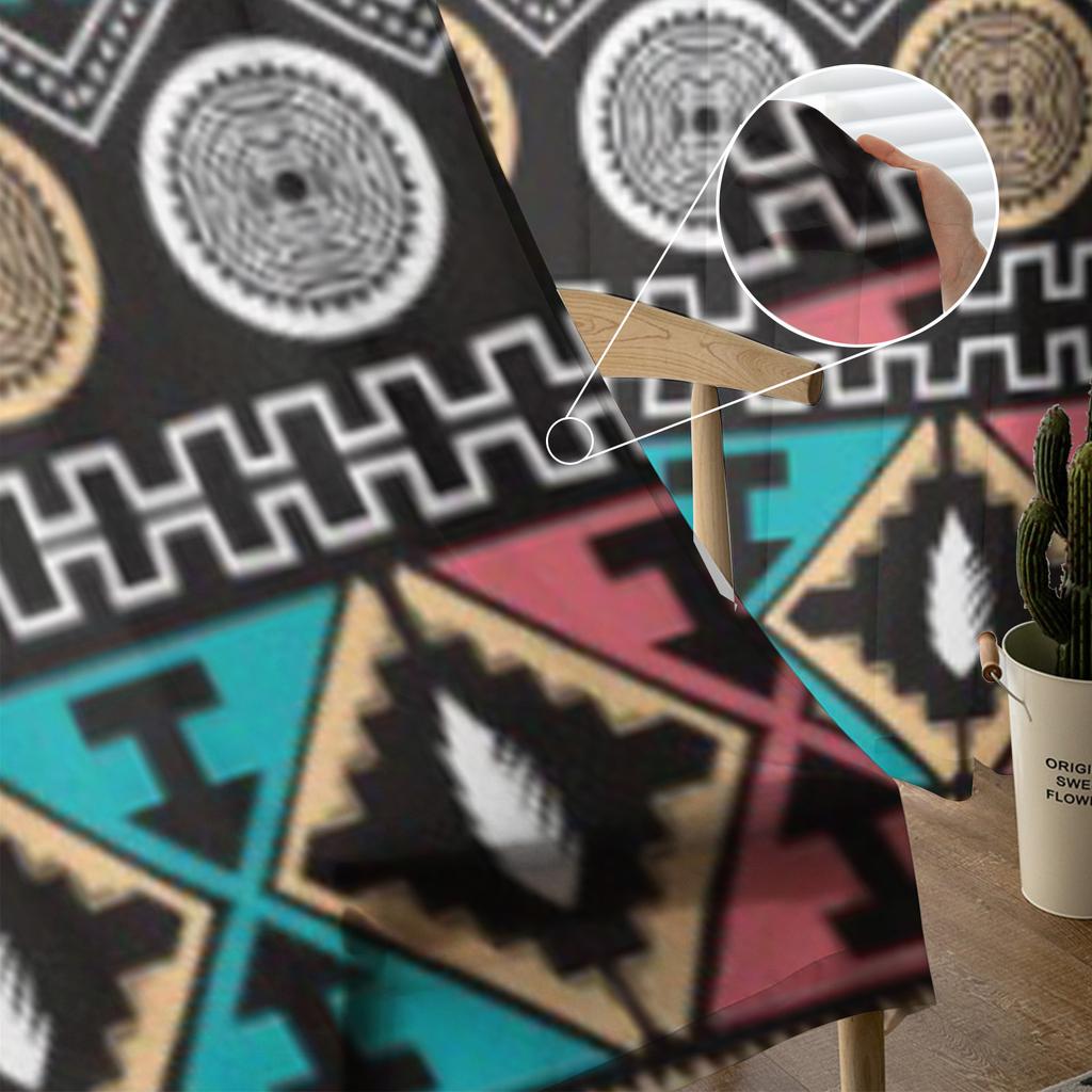 Color Ethnic Pattern Theme Art Tulle Sheer Curtains for Living Room the Room Bedroom Kitchen Decoration Voile Organza Curtains