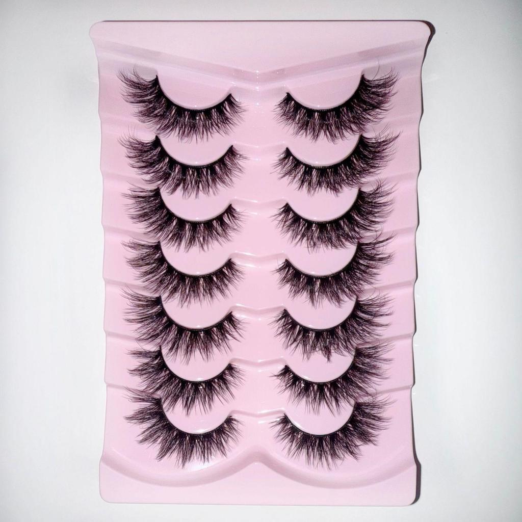 European & American Style 7 Pairs Fluffy High-Imitation Mink Fur False Eyelashes - Natural, Curled, Thick