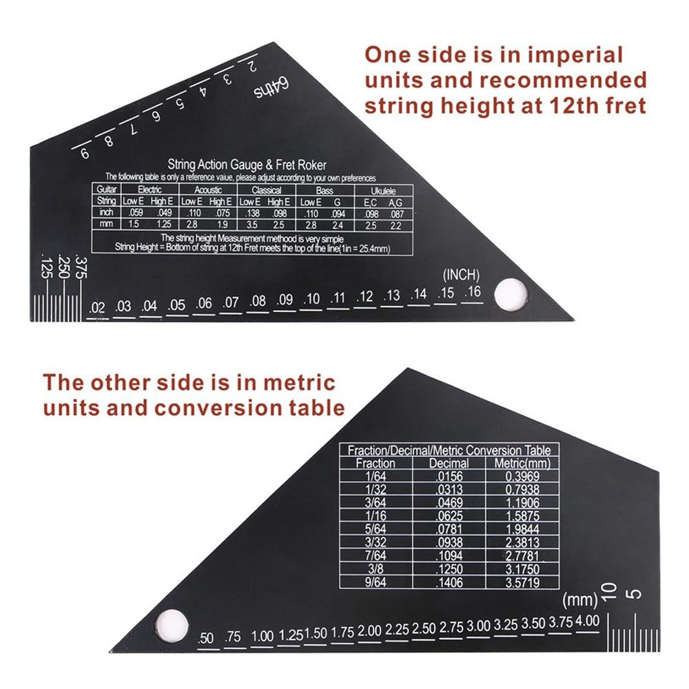 2PCS Black String Action Gauge High Precision Graduations String Height Ruler  For Electric Guitar