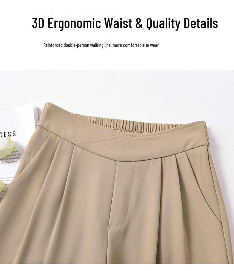 2026 Summer Women's High-Waist Ice Silk Wide-Leg Pants - Loose, Slimming Drape