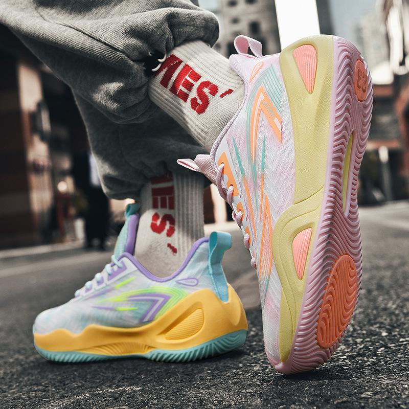 New Mandarin Duck Basketball Shoes Men's Mesh High-top Casual Sports Shoes Youth and Children's Training Game Shoes