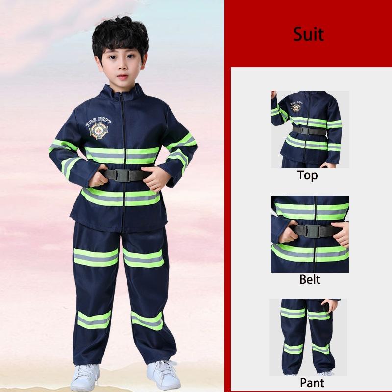 Kid's Fireman Uniform Costume Set For Kindergarten Role Play