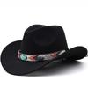 Turquoise Webbing Decorated Western Cowboy Top Hat Autumn and Winter Woolen Jazz Hat Felt Hat Men's and Women's Top Hat