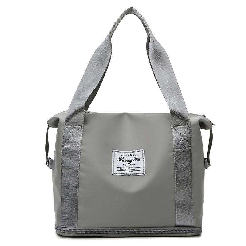 Women s small fitness bag, expandable, with dry and wet separation, Oxford cloth, lightweight casual handbag темно-серого