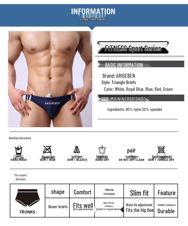 Men's Low Waist Triangle Swim Trunks - Trendy, Simple Beach Underwear