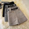 Women's Woolen Shorts A-line Loose High-Waisted Casual Thick Boots Pants for Autumn Winter Comfortable Bootcut Black