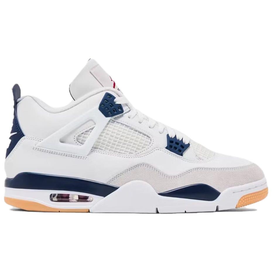 Jordan Air Jordan 4 SB 'Navy' Abrasion Resistant Mid Top Vintage Basketball Shoes Unisex White Blue Skateboard Shoes DR5415-100