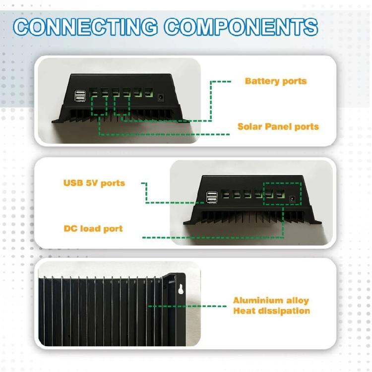 Intelligent 150A Solars Power Controllers Auto Adjusting Charging Current Designs for Solars Energy Projects Supplies