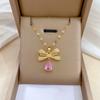 Fashion Stainless Steel Butterfly Heart Pendant Necklace Luxury Full Diamond Women's Necklace Party Jewelry Accessories