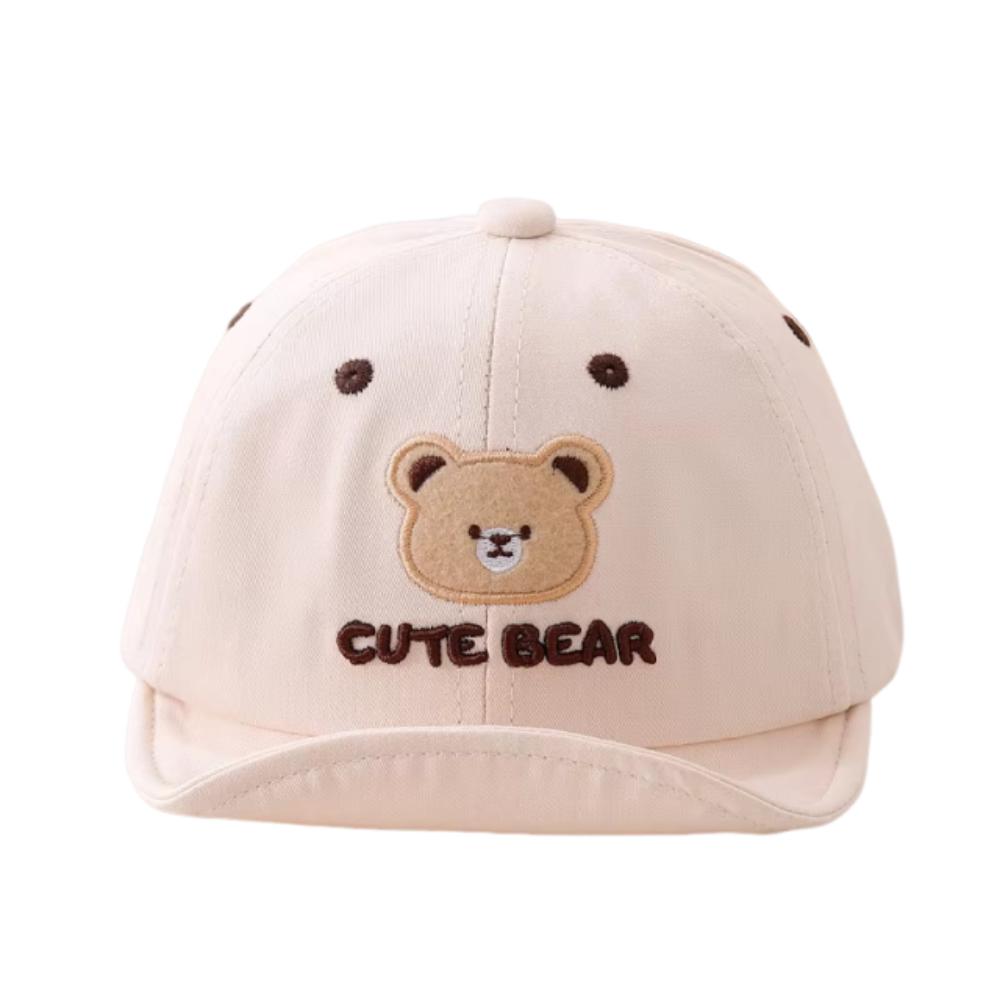 Breathable Baby Baseball Hat Cartoon Bear Baby Sun Visor Hat Simple Toddler Peaked Cap  Boys Girls