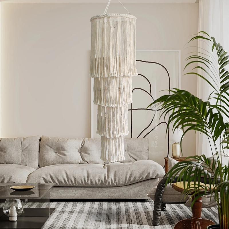 1Pc Bohemian Tapestry Lampshade Hand-woven Tassel, Home Chandelier Decoration Nordic Style