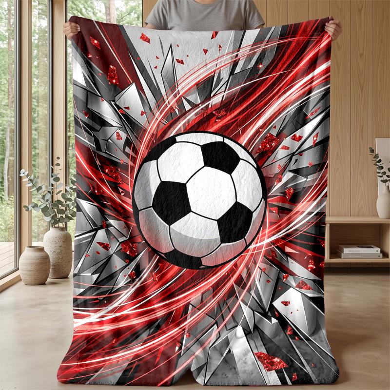 Soccer Ball in Flames Theme blanket Lightweight Warm Flannel Blanket Decorative Throw Blanket for Home Decoration