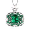 Womens Fashion Jewelry Set With Green Gemstone Zircon Accents Necklace Earrings Ring In Geometric Square Design