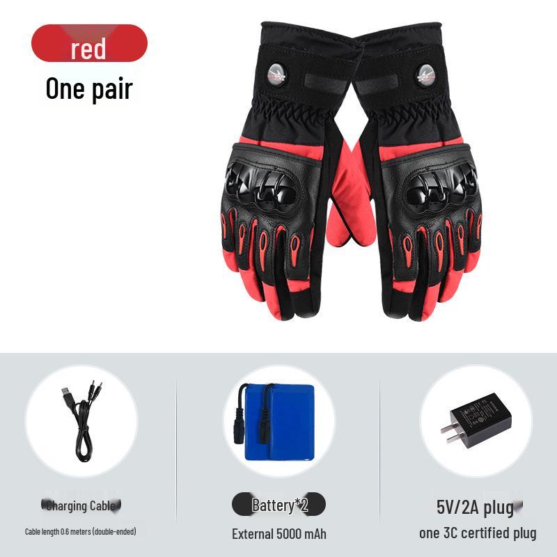 

Winter Motorcycle Gloves: Cold-Proof, Warm, Impact-Resistant, Heated, Touchscreen & Waterproof for Men 2XL красный