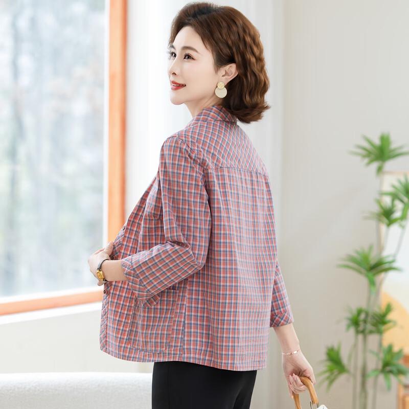 Hodo Women's Classic Plaid Seven-Quarter Sleeve Shirt