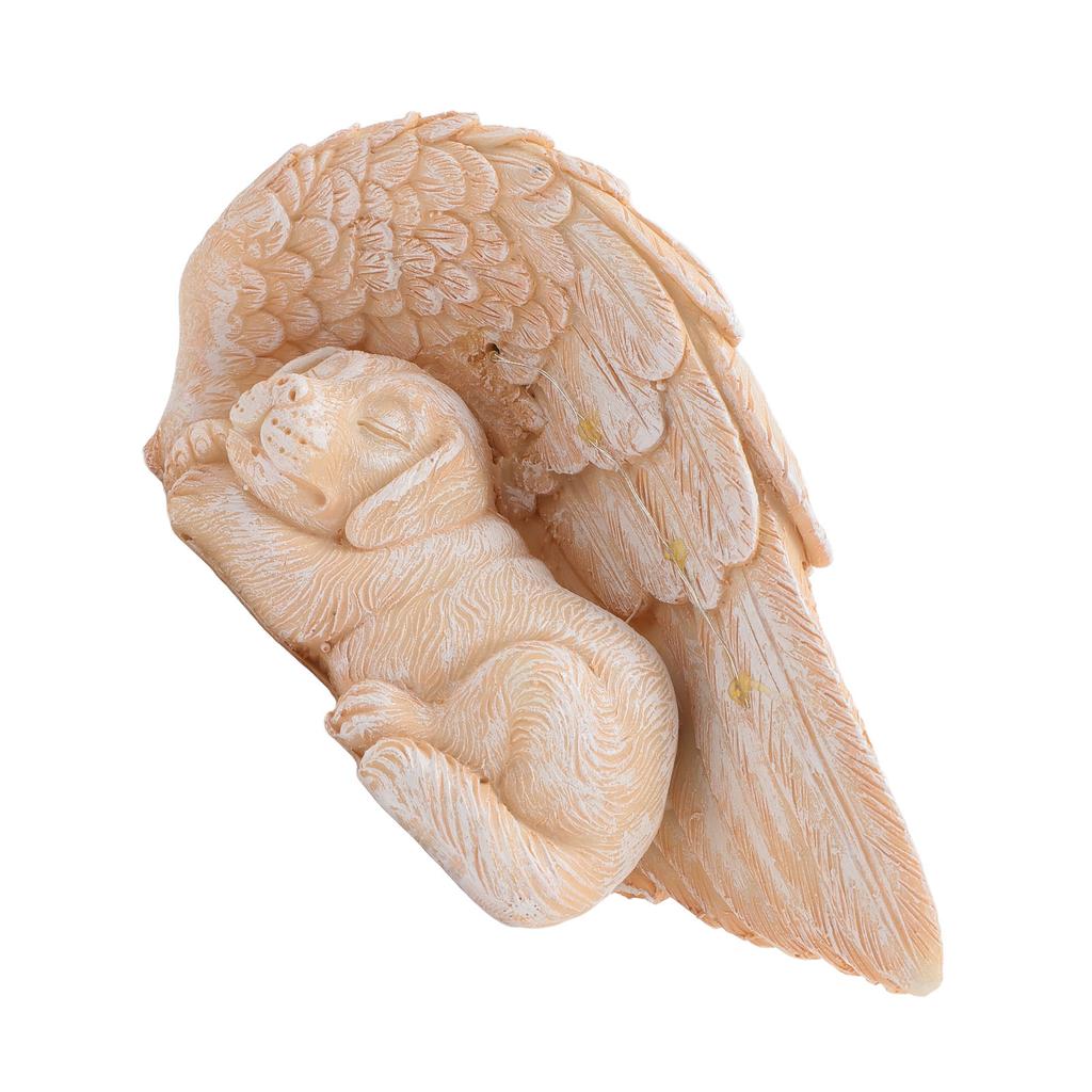 Dog Angel Memorial Statue with Wings LED Decorative Lights Realistic Weatherproof Long Lasting Pet