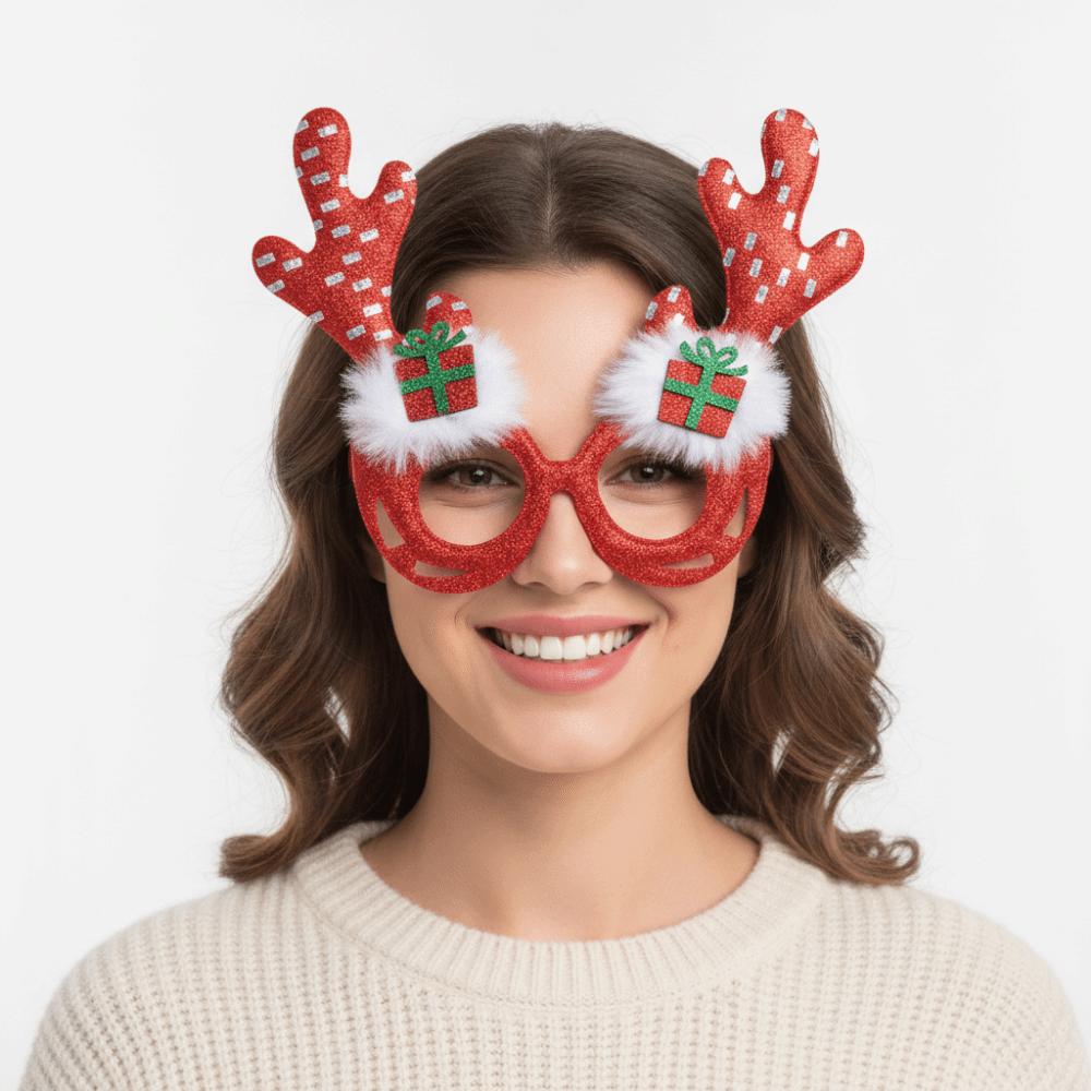 Cosplay Christmas Antler Glasses Funny Christmas Decorations Party Plush Antlers Glasses Children