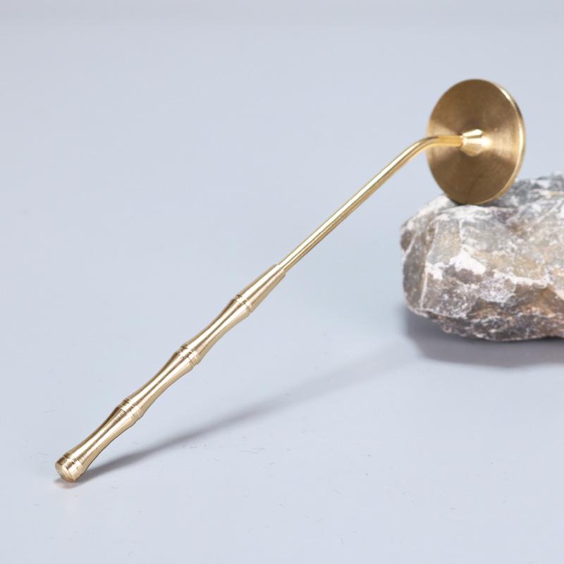 Brass Incense Ceremony Set: Natural Color Seal, Ash Press, Tamping Tool, Brush, Spade