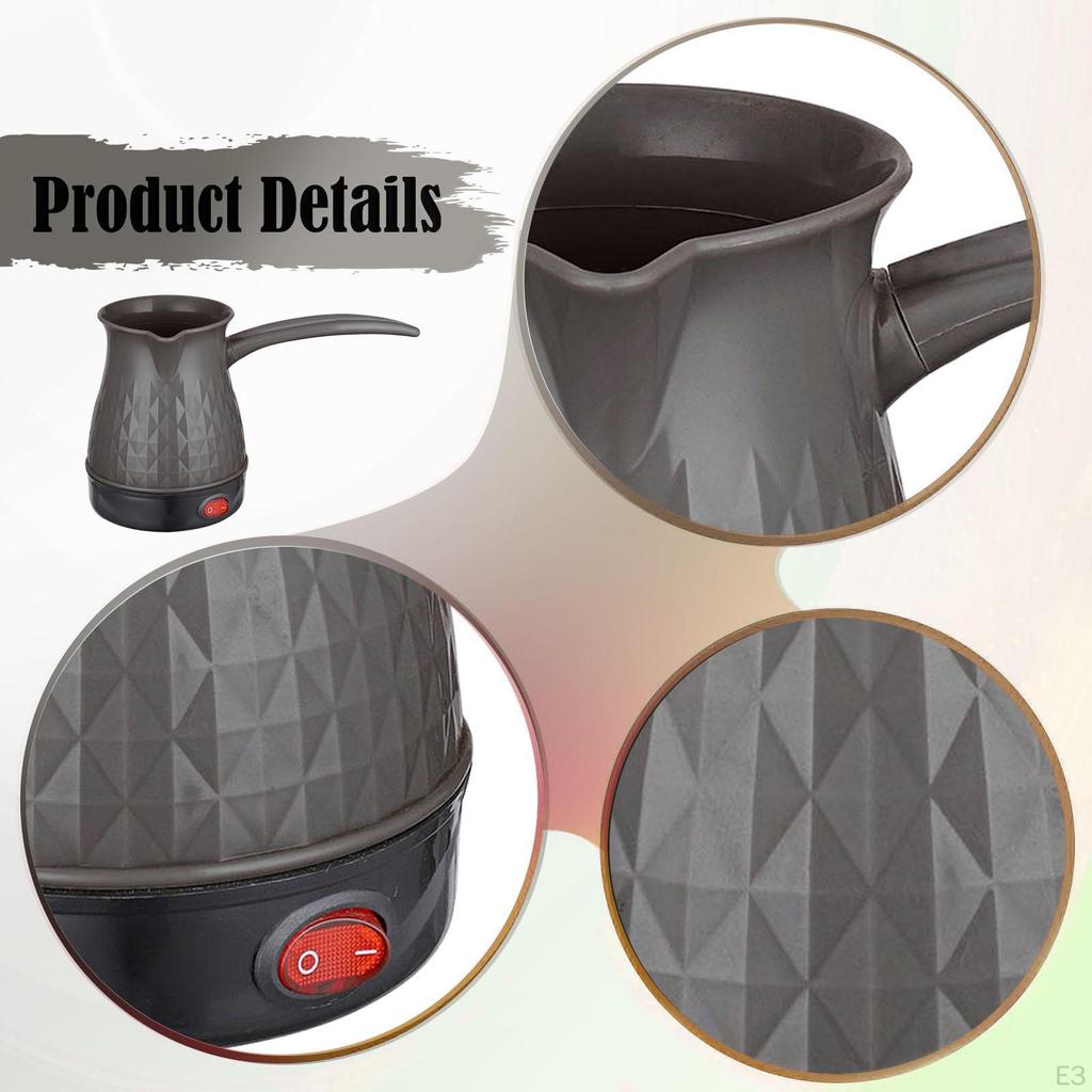Electric Turkish Coffee Pot Warmer Anti Scald Dry Boil Protection Fast Brew with Handle Water