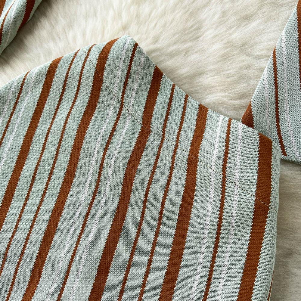 Autumn And Winter Oblique Striped Knitted Long-Sleeved Short Section V-Neck Cardigan Half-Body Skirt Two-Piece Set