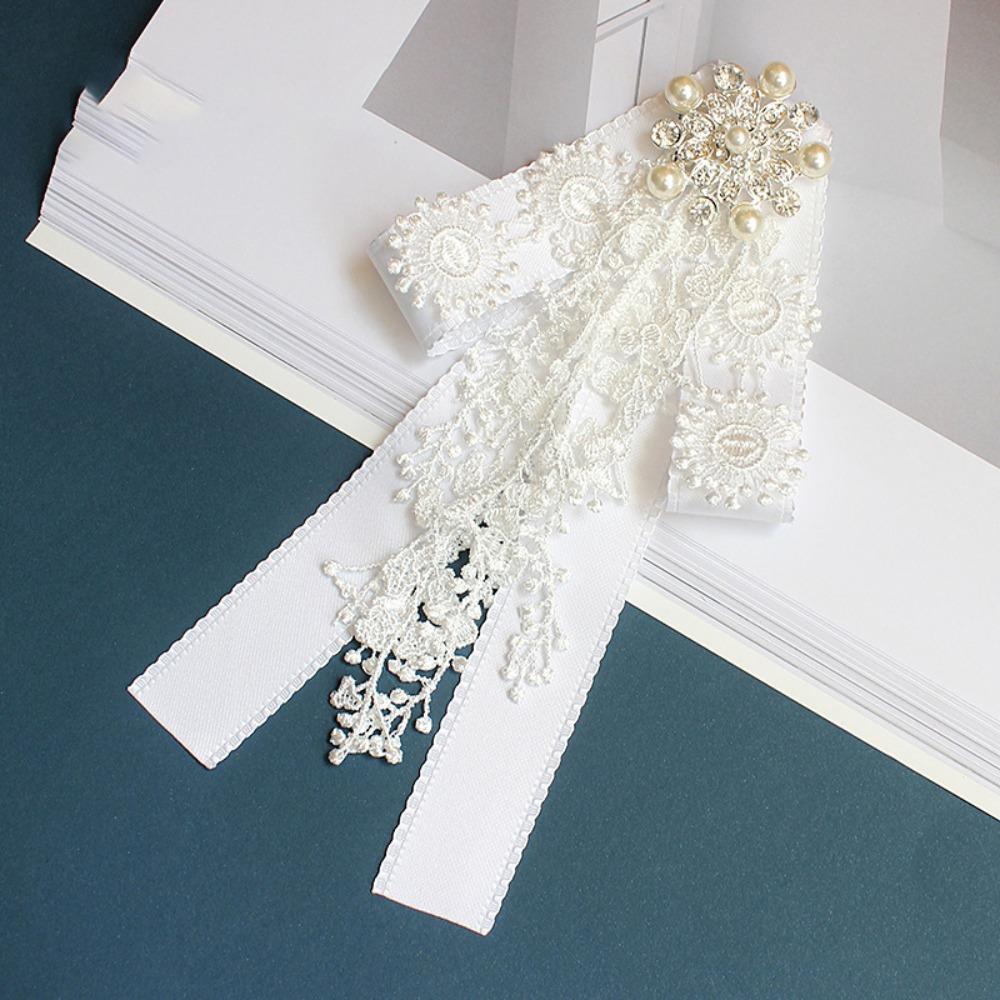 

Pearl Bow Ties Jewelry Accessories Pearls Collar Flower Fashion Crystal Rhinestone Bowtie Women Type C