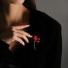High-grade Zircon Red Hibiscus Brooch, Wedding Rose Pin, Painted Begonia Corsage