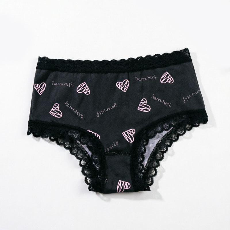 Ladies Summer Print Lace Lace Lace Comfortable Cotton Crotch Mid Low Waist Triangle Briefs