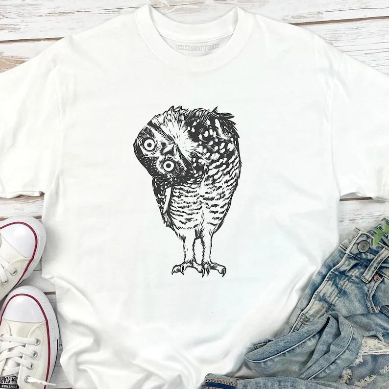 Burrowing Owl T-Shirt, Vintage Owl Illustration Tee,