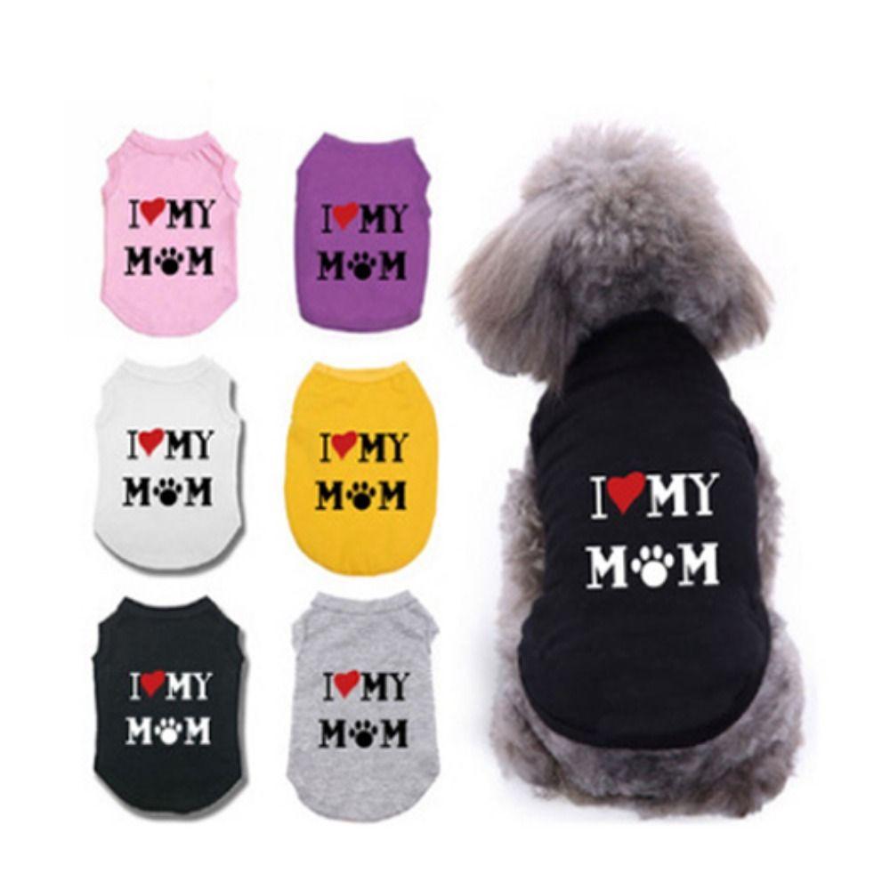 Breathable Pet Love Print Vest Polyester Puppy Love Mommy Sleeveless Cat Vest Tee Shirt  Summer