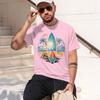 2026 New Model Unisexs Summer Leisure Sports Fitness Loose Coconut Tree And Surfboard Printed Comfortable Breathable Round Neck Sl