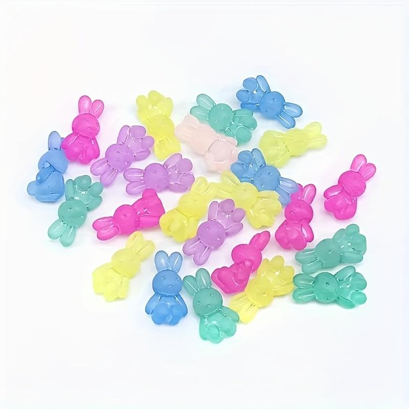 30pcs Frosted Bunny Beads Set, Assorted Colors Straight Hole Rabbit Beads For DIY Jewelry Making Bracelet, Necklace, Keychain, Bag Charm Accessories