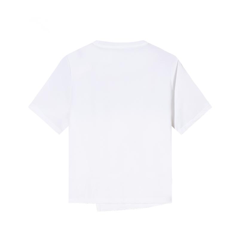 Anta Simple Versatile Round Neck Pullover Letter Comfortable Casual Short Sleeve T-Shirt Women T-Shirt Snow-White 162538108-1