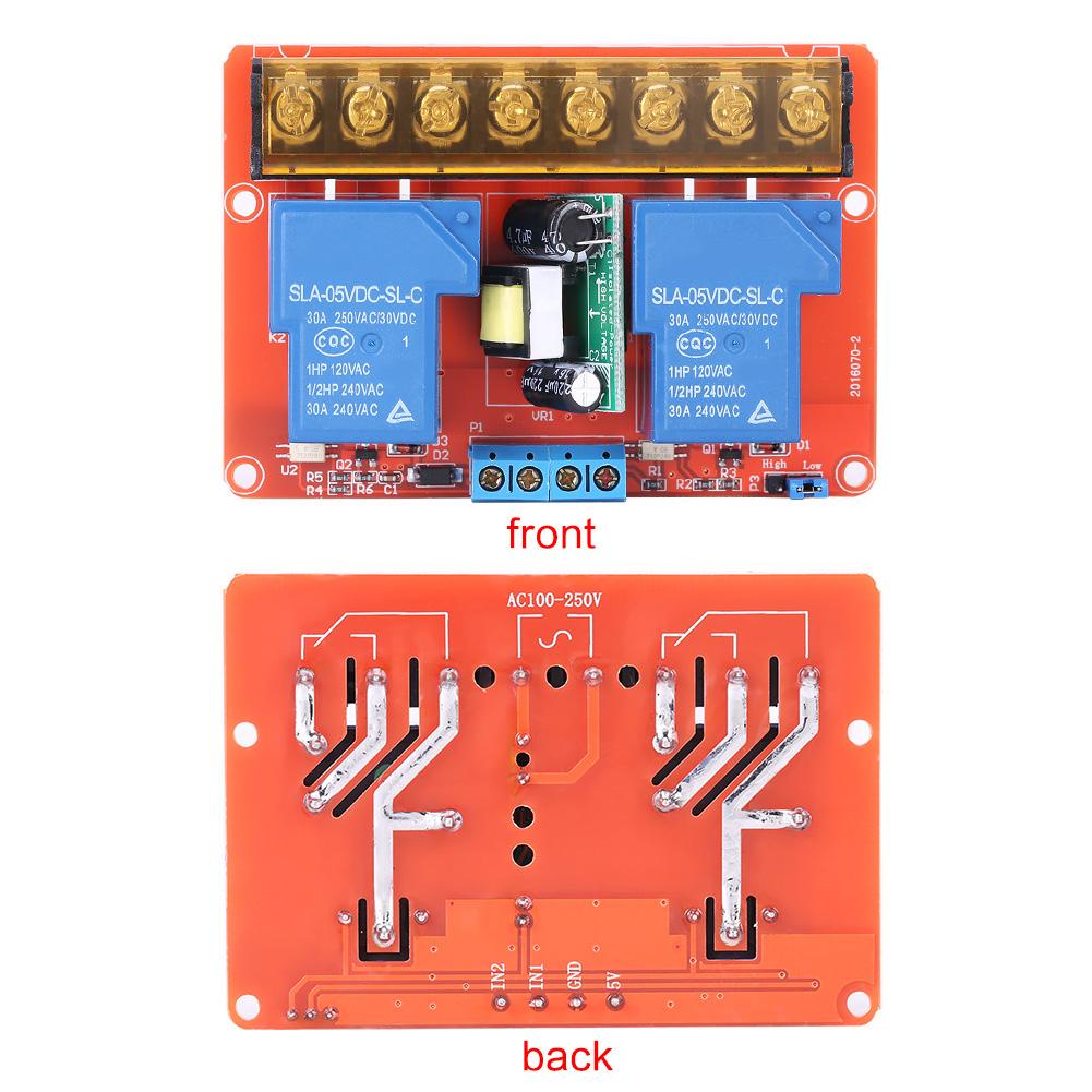 AC100V-30A Hochleistungs-2-Kanal-Relais DC5V High-Low-Level-Triggerschaltermodul