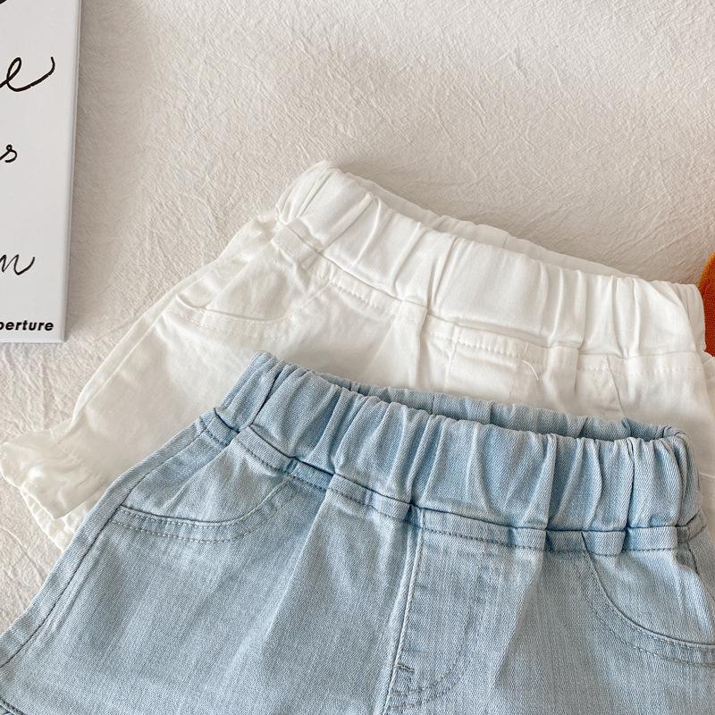 Girls' Denim Ruffle Edge Summer Shorts 2024 Kids' Clothing 