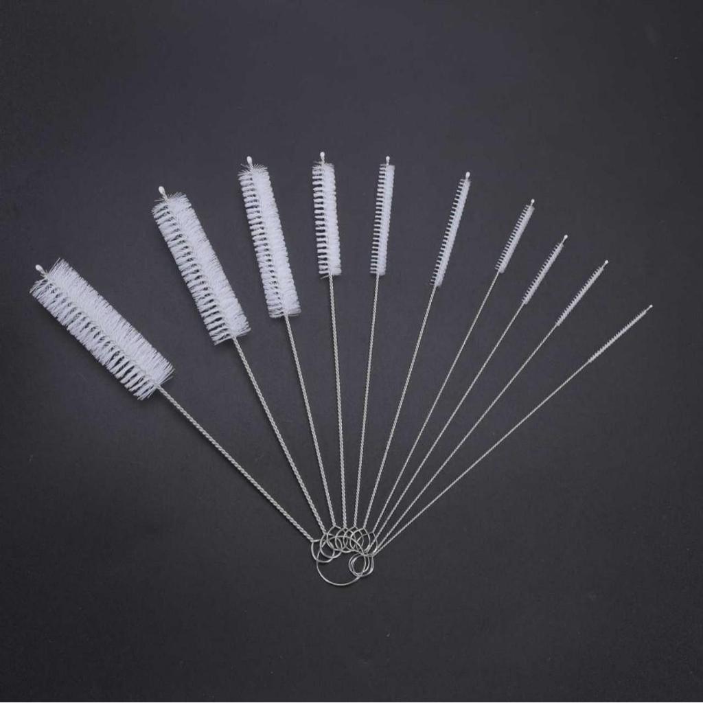 10-teiliges tragbares Set aus 304 Edelstahl-Strohhalmen & Bürsten für Babyflaschen & Glasbecher