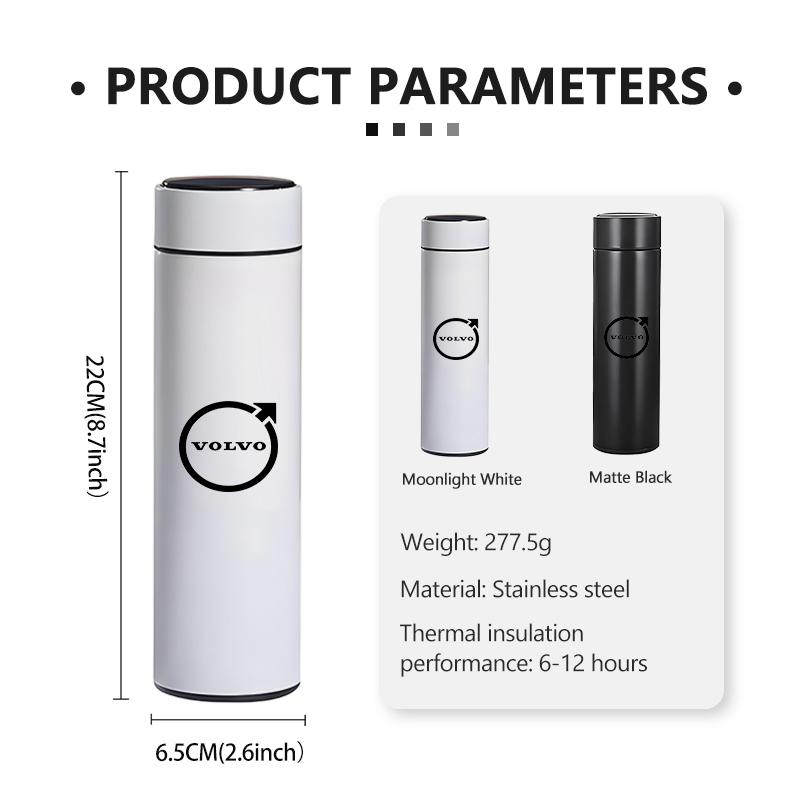 Car Stainless Thermos Bottle Temperature Display Thermos Cup For Volvo V60 V50 V40 S80 S60 S90 C40 XC40 V70 XC70 XC60 XC90